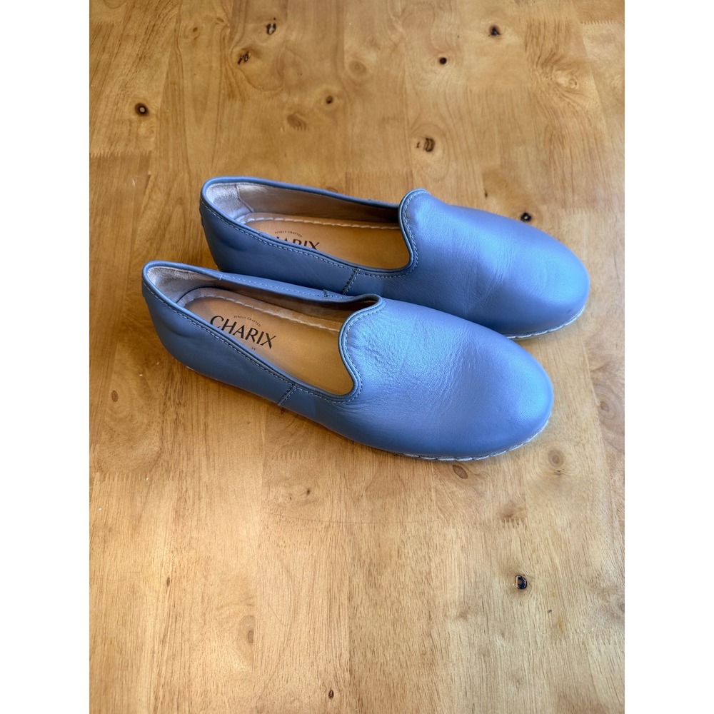 Charix Istanbul Leather Loafers‎ Gray Artisan Slip On Shoes Womens 38 8
